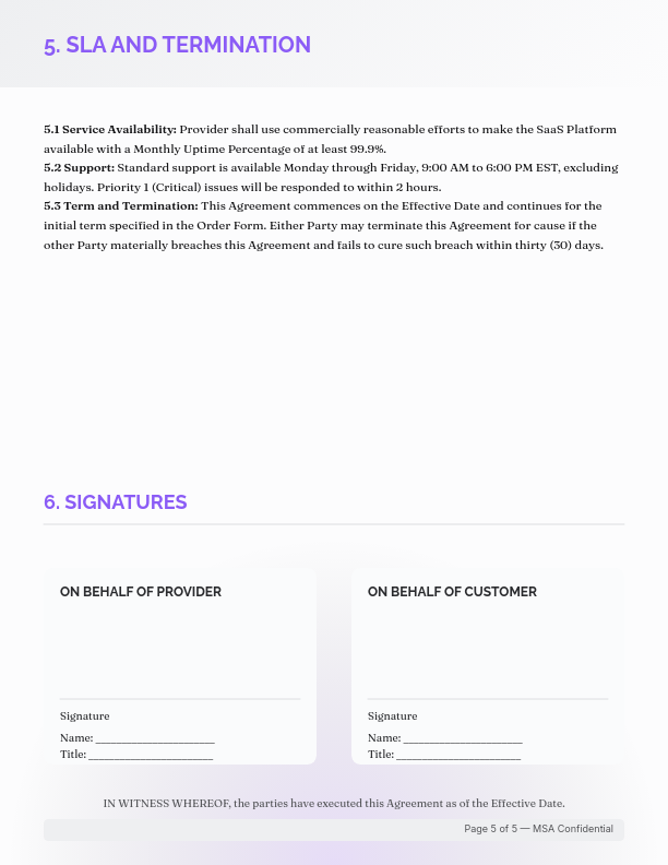 Enterprise SaaS Master Service Agreement
