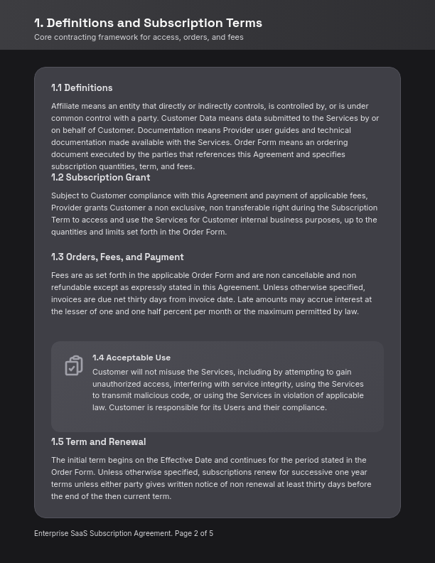 Enterprise SaaS Subscription Agreement