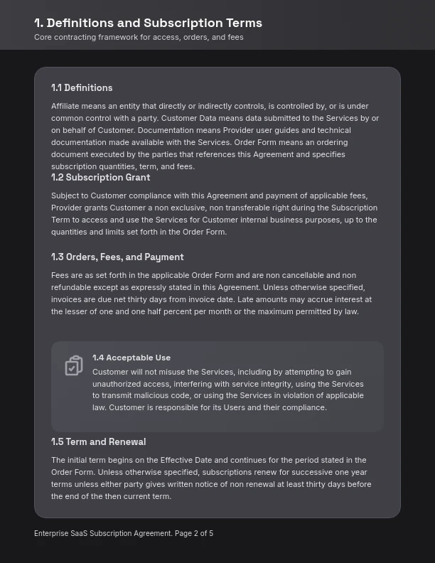Enterprise SaaS Subscription Agreement