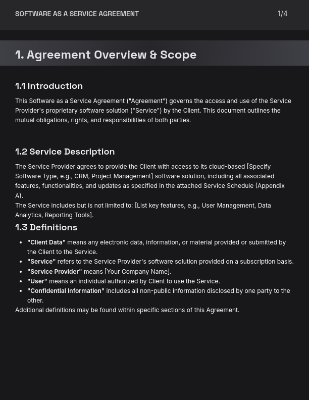 SaaS Subscription and Service Agreement