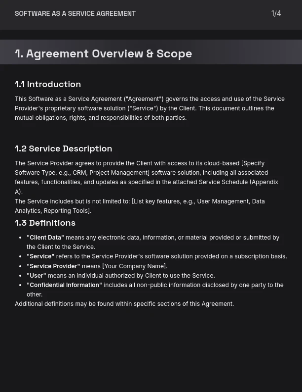 SaaS Subscription and Service Agreement