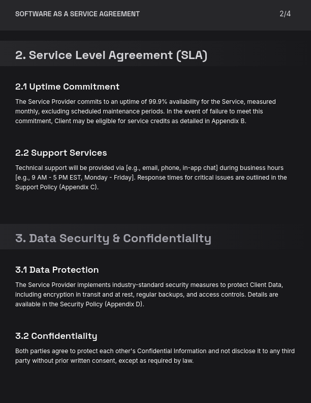 SaaS Subscription and Service Agreement