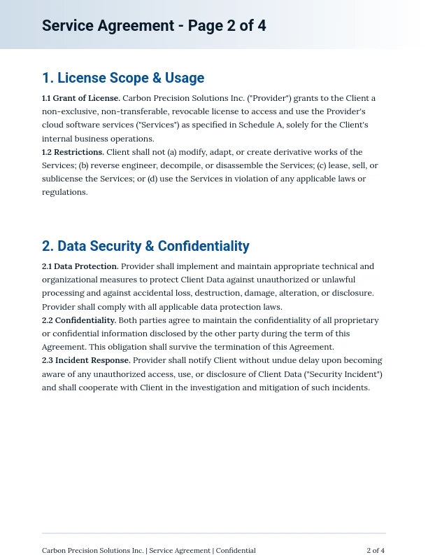 SaaS Master Service & License Agreement