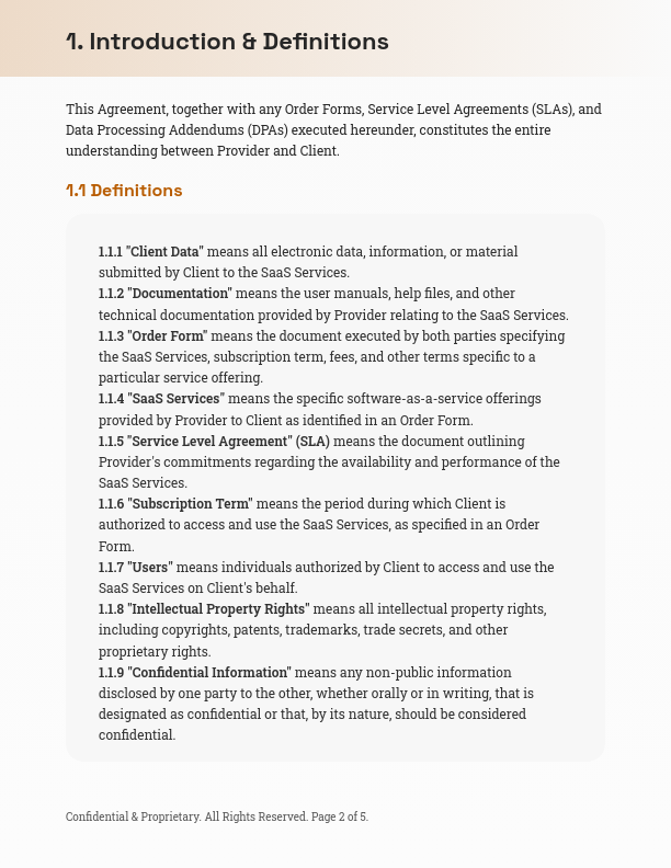 Enterprise SaaS Master Service Agreement