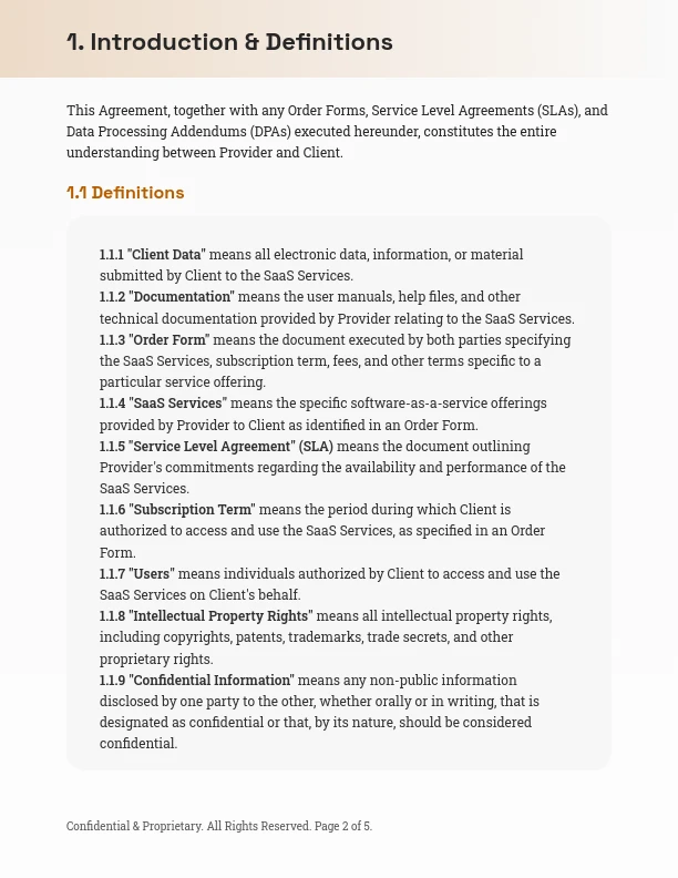 Enterprise SaaS Master Service Agreement