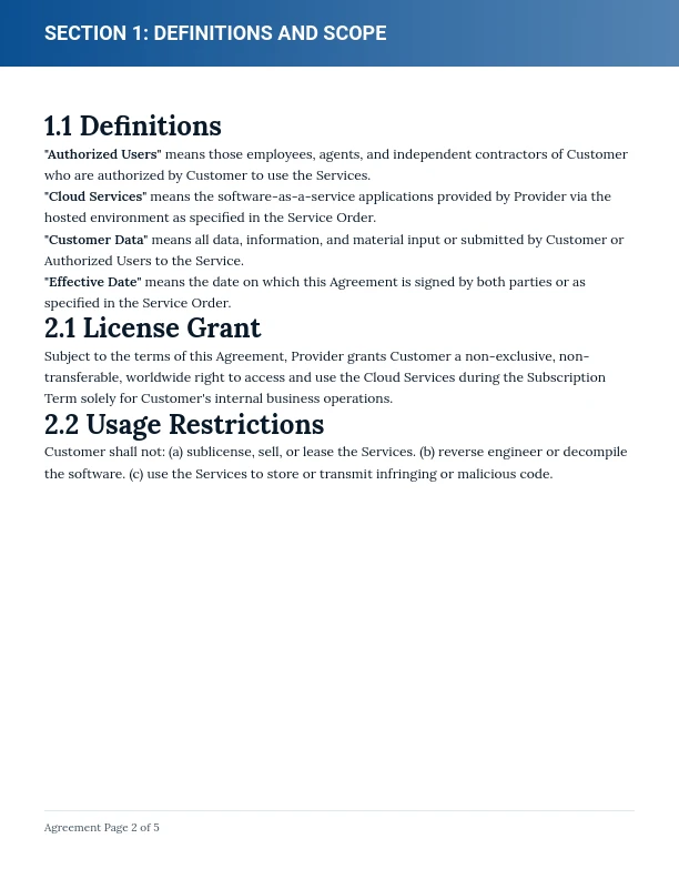 Enterprise SaaS Master Service Agreement