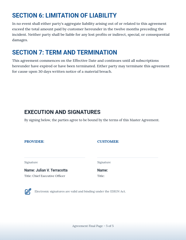 Enterprise SaaS Master Service Agreement