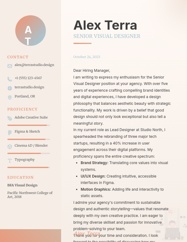 Modern Creative Visual Designer Letter
