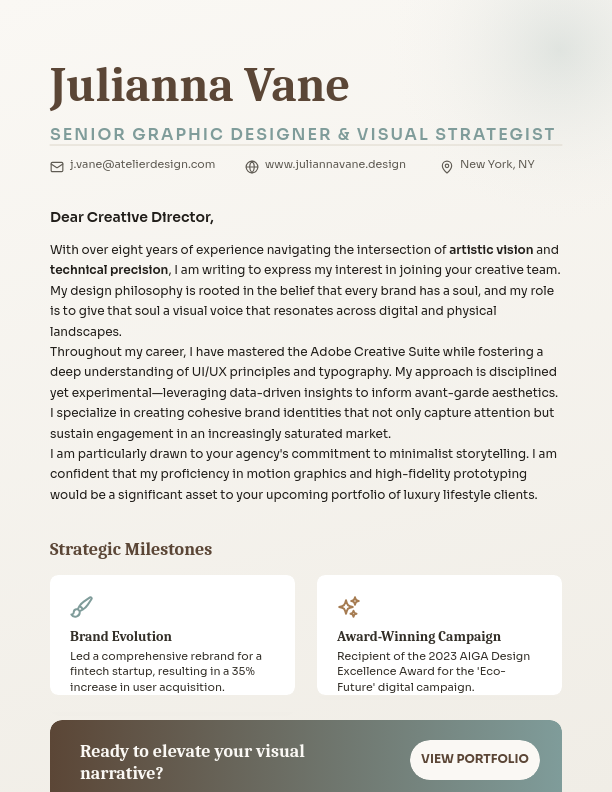 Modern Creative Visual Specialist Letter