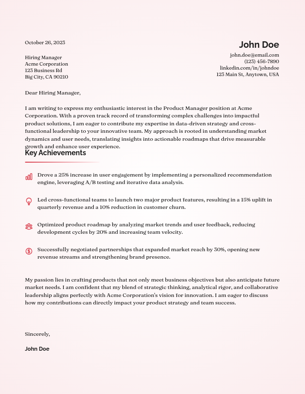 Strategic Product Manager Application