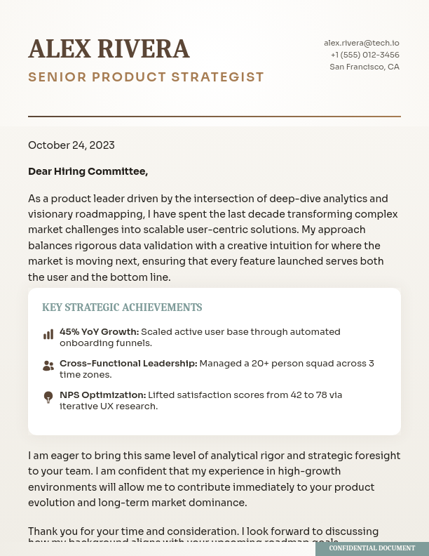 Strategic Product Manager Impact Letter