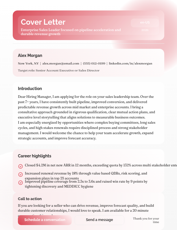 High-Impact Sales Representative Cover Letter