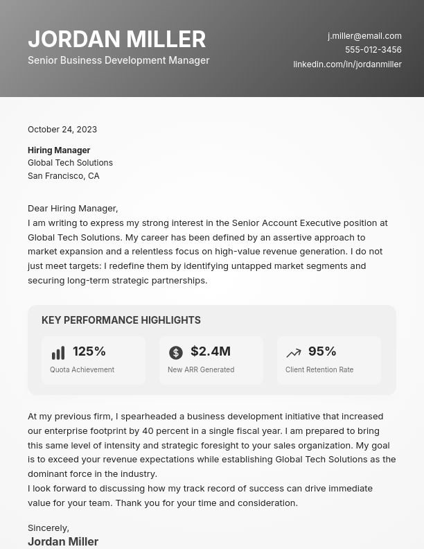 High-Performance Sales Executive Letter