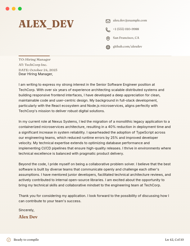 Full Stack Developer Career Application