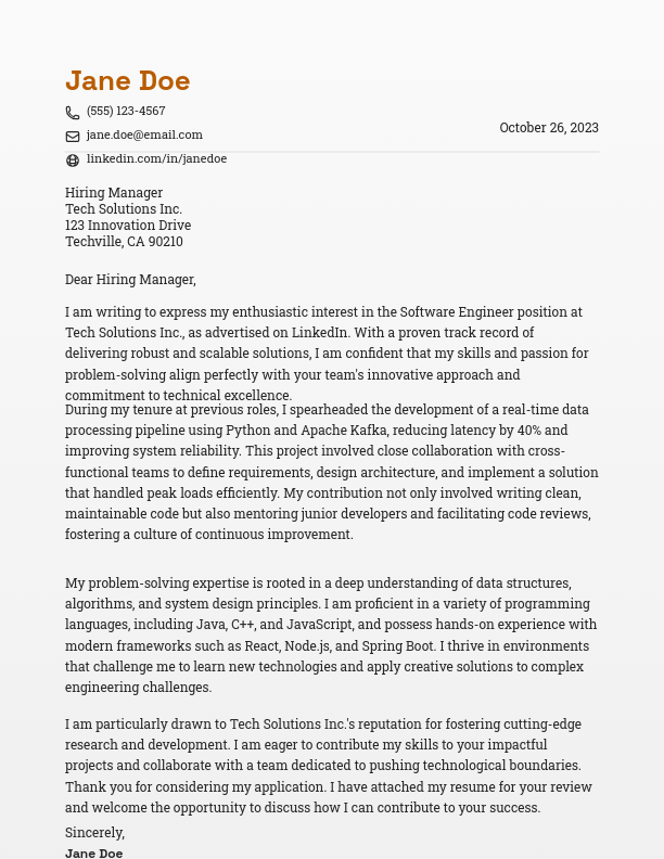 Full Stack Engineer Career Application