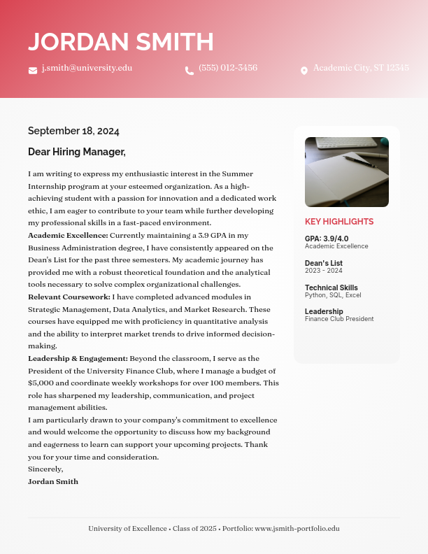 Professional Student Internship Application