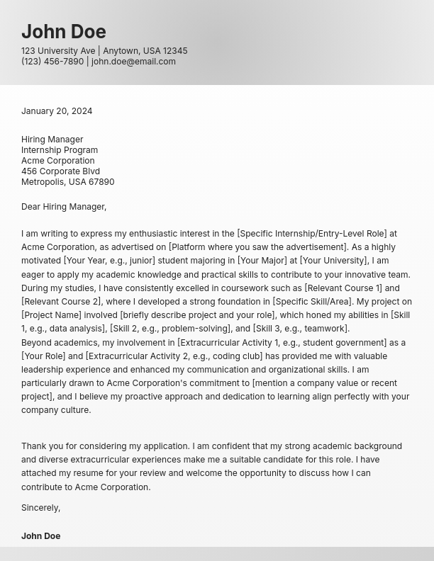 Modern Academic Internship Application