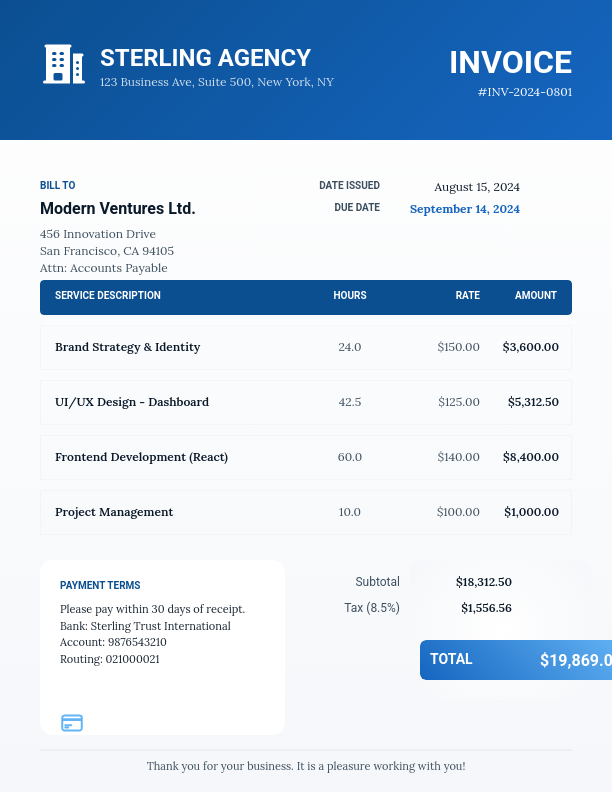 Modern Agency Project Billing