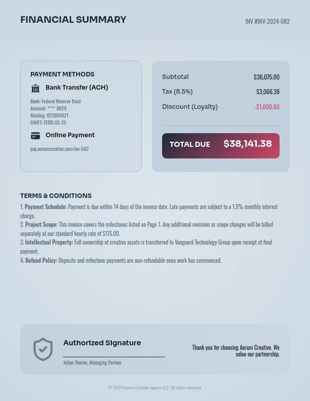 Modern Creative Agency Billing Statement