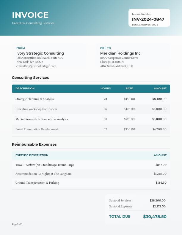 Executive Advisory Billing Statement