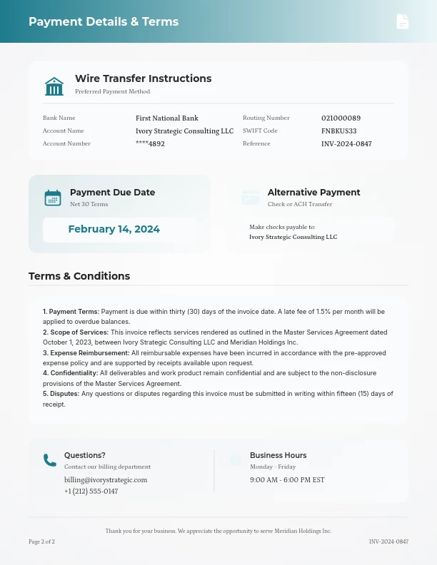 Executive Advisory Billing Statement