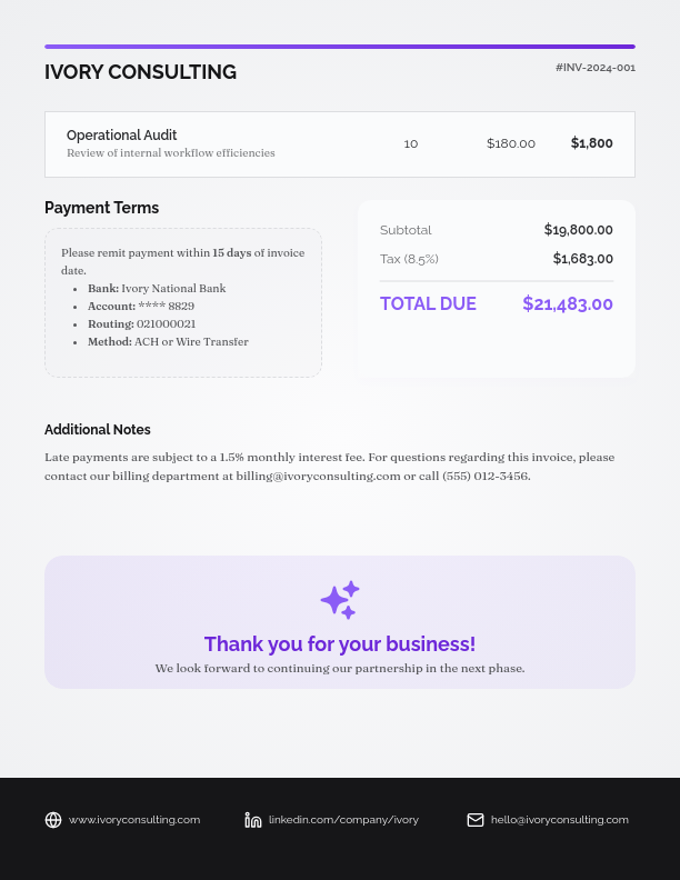 Professional Strategic Consulting Invoice