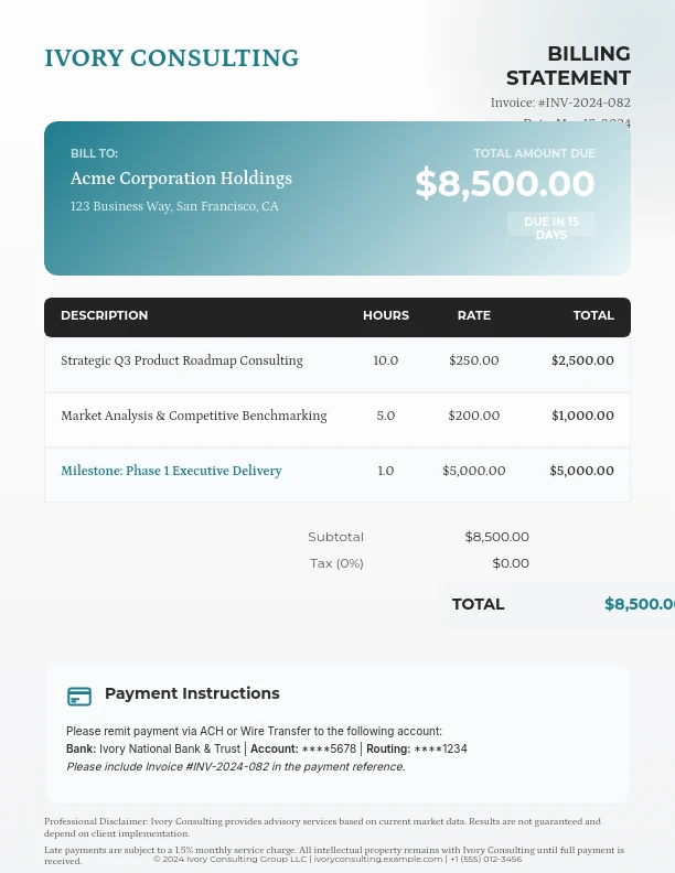 Professional Strategic Consulting Invoice