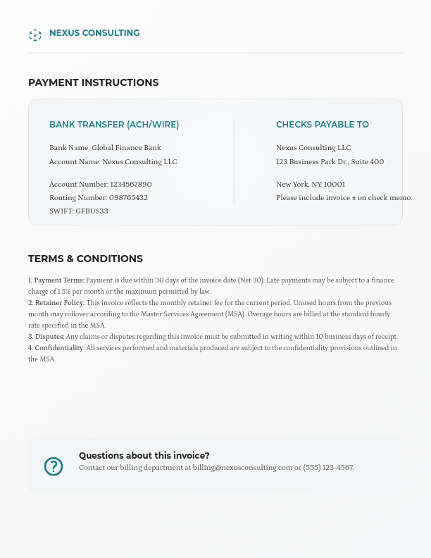 Professional Client Retainer Billing