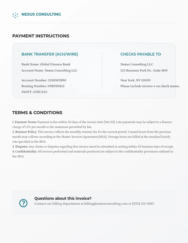 Professional Client Retainer Billing