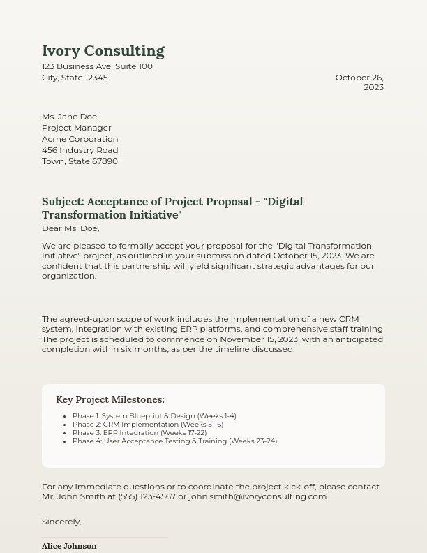 Professional Project Acceptance