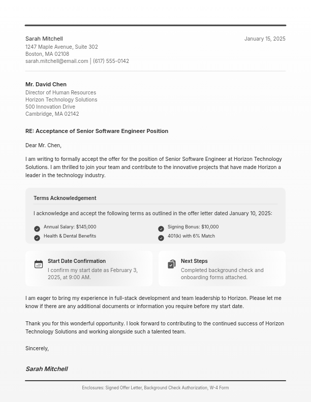 Official Career Offer Acceptance