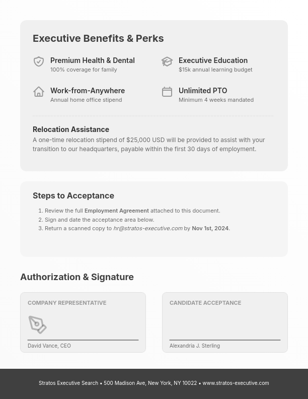 Official Executive Employment Offer