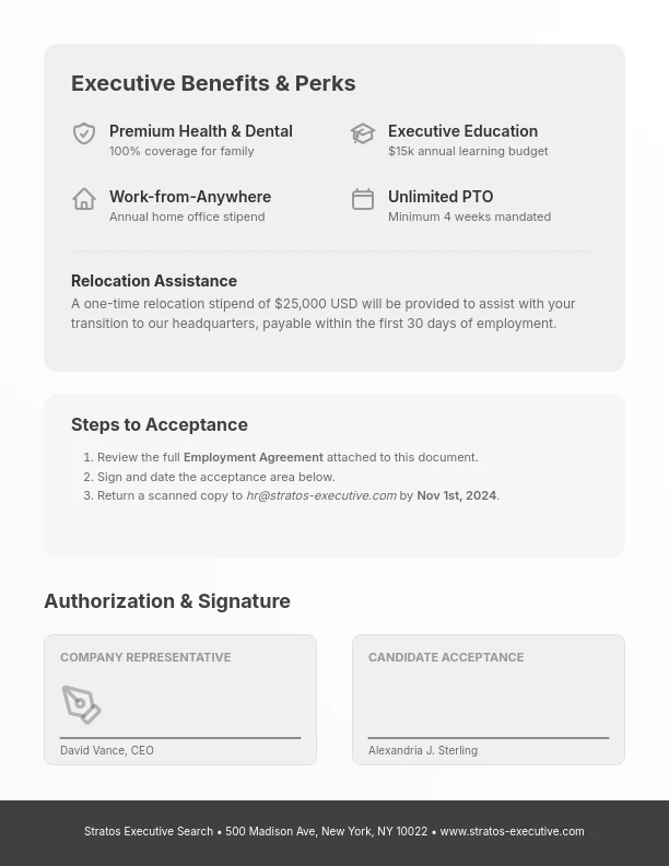 Official Executive Employment Offer