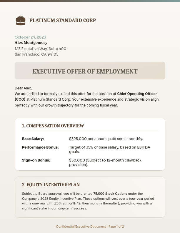 Formal Executive Job Offer