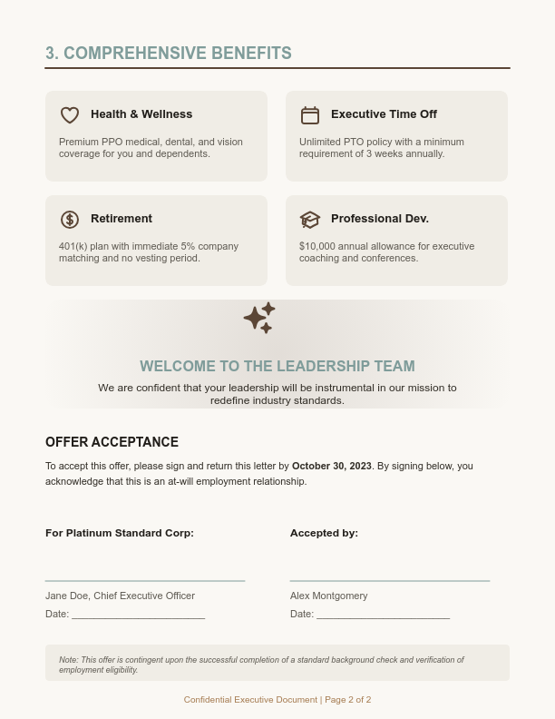 Formal Executive Job Offer