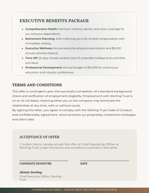Formal Executive Employment Offer