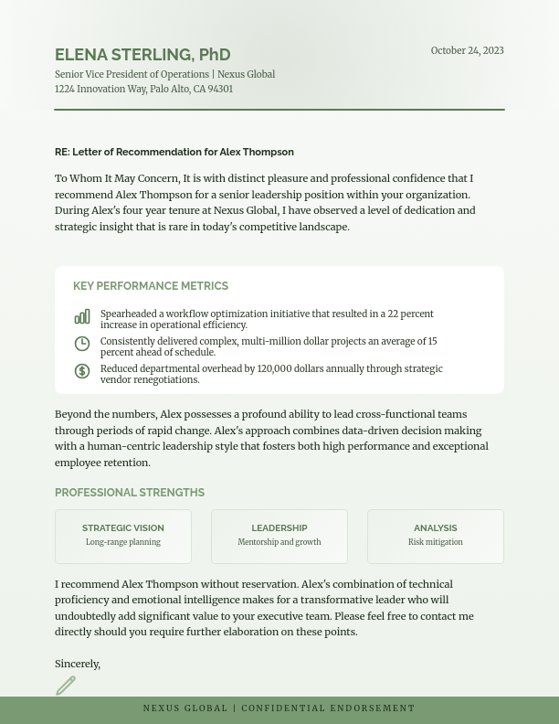 Senior Manager Professional Recommendation