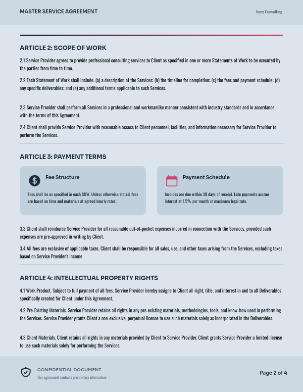 Professional Consulting Master Agreement