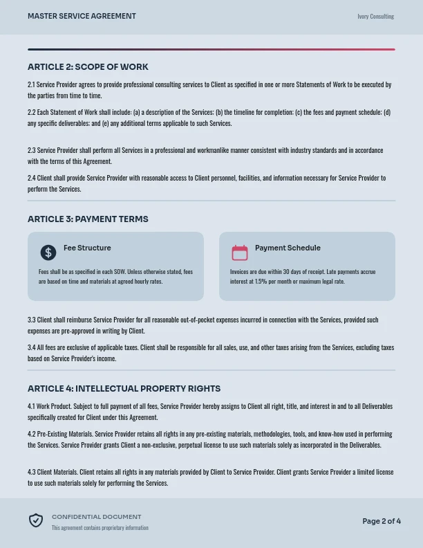 Professional Consulting Master Agreement