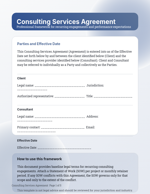 Strategic Consulting Master Agreement