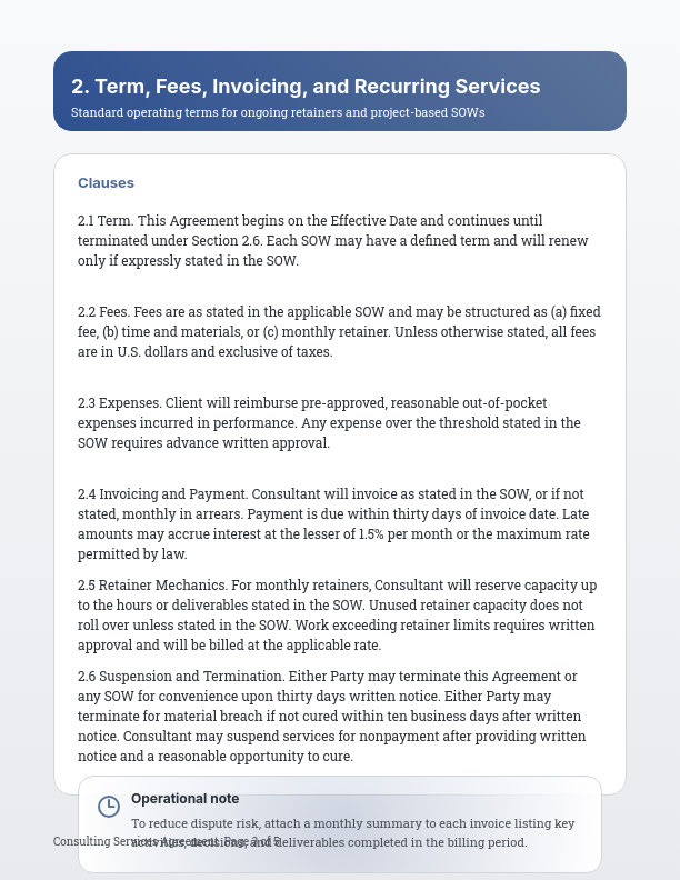 Strategic Consulting Master Agreement