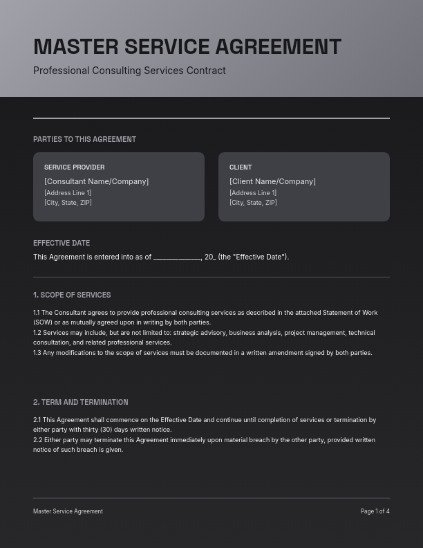 Consulting Master Service Framework