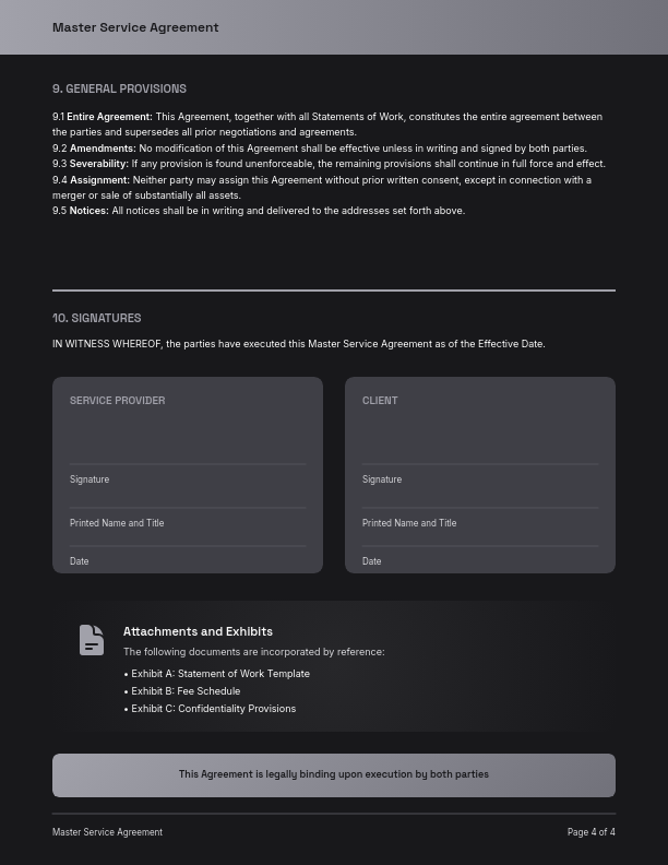 Consulting Master Service Framework