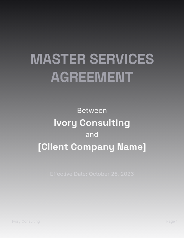 Strategic Consulting Master Services Agreement