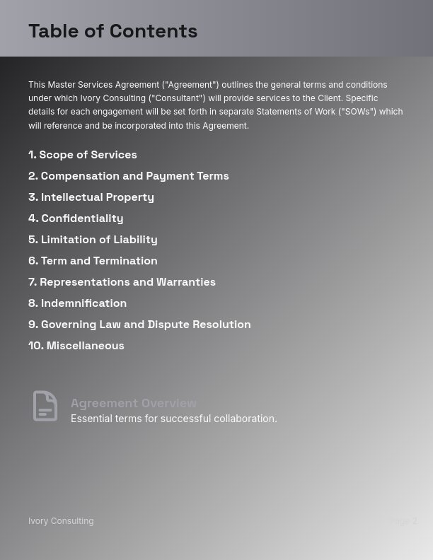 Strategic Consulting Master Services Agreement