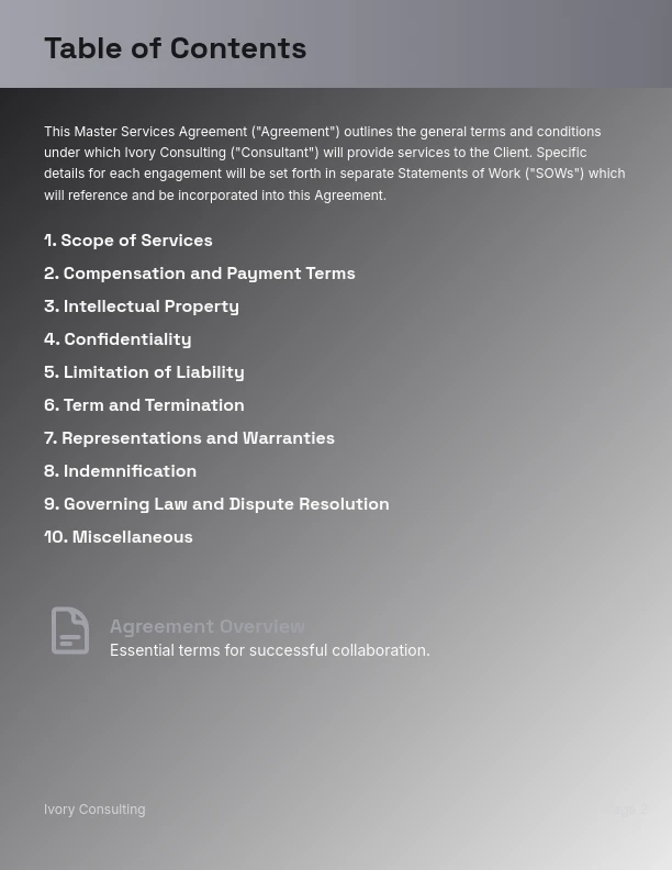Strategic Consulting Master Services Agreement