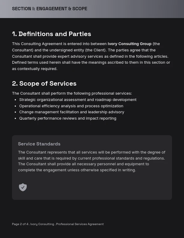 Professional Consulting Service Agreement