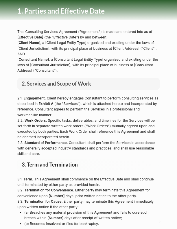 Consulting Master Services Framework