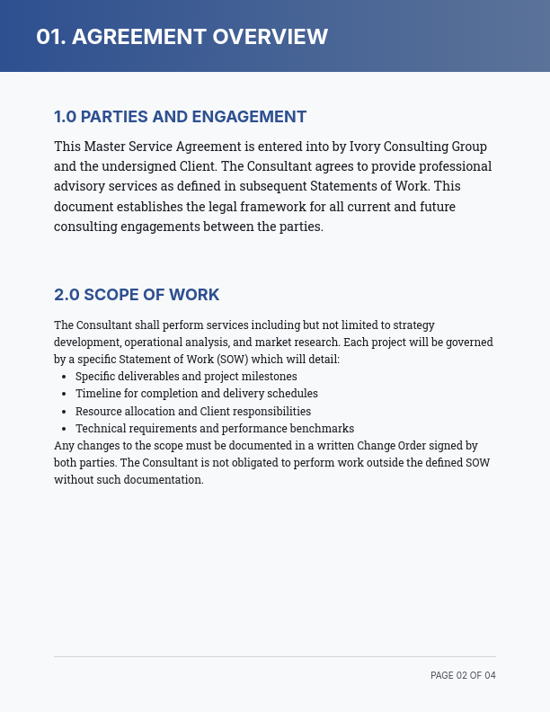 Strategic Consulting Framework Agreement