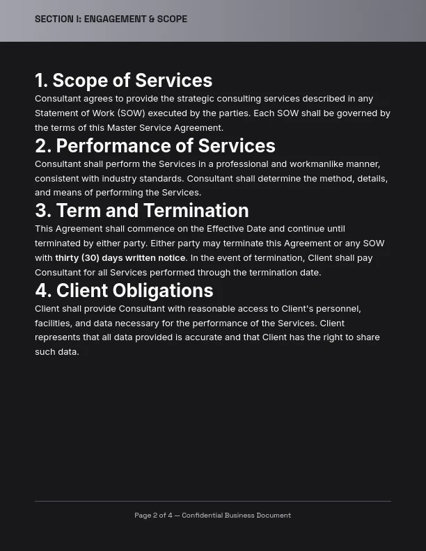 Strategic Consulting Master Service Agreement